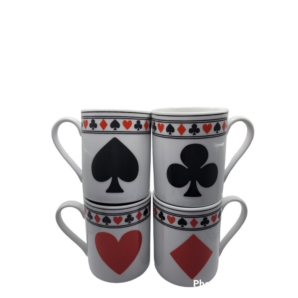 I. Goldinger & Co. 12 oz Playing Card Suits Coffee Mugs Set Of 4 Pre-owned